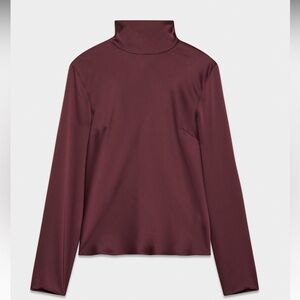 Aritzia Babaton Calisto Satin Blouse Sumac Burgundy